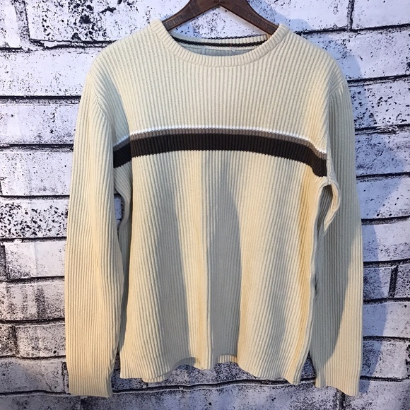 Mens Vintage Y2k Ribbed Striped Sweater 